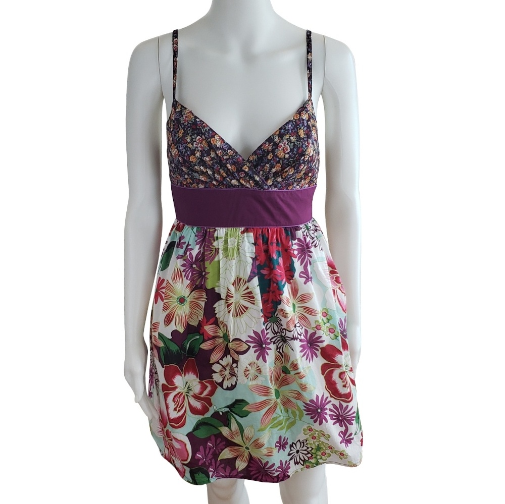 Retro Floral Print Spaghetti Strap Skater Dress
